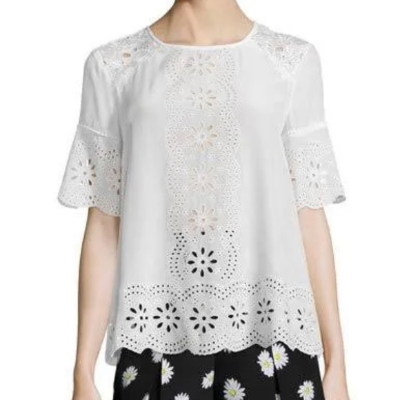 Kate Spade New York Embroidered Daisy Eyelet Swing Top - Picture 1 of 10